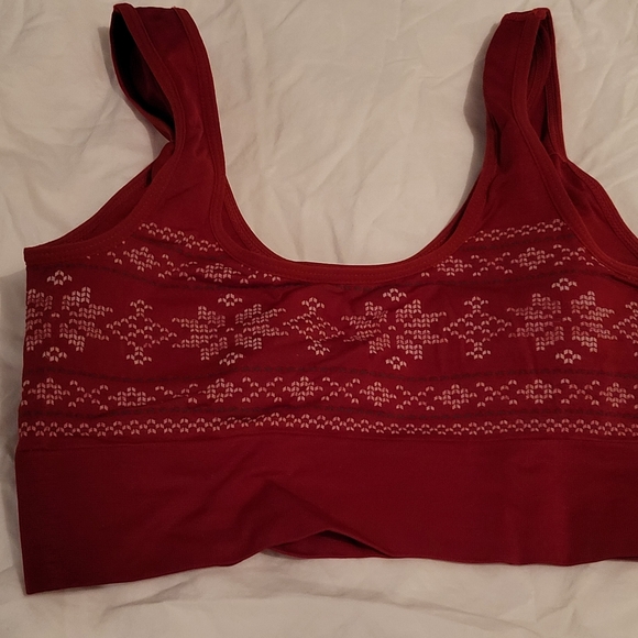 New Lucky Brand Sports Bra Medium Cabin Red Design - Picture 4 of 5